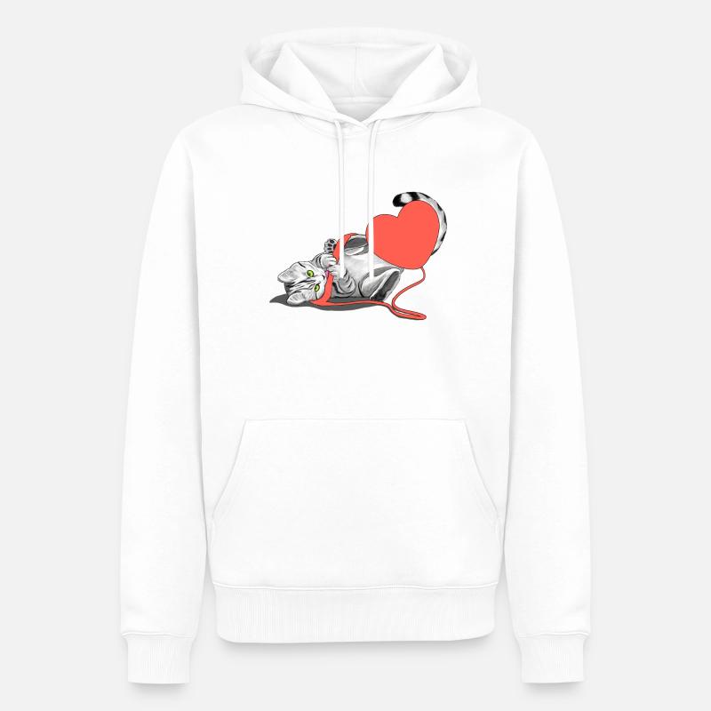 Amour de chat - Sweat à capuche Premium bio Homme - blanc