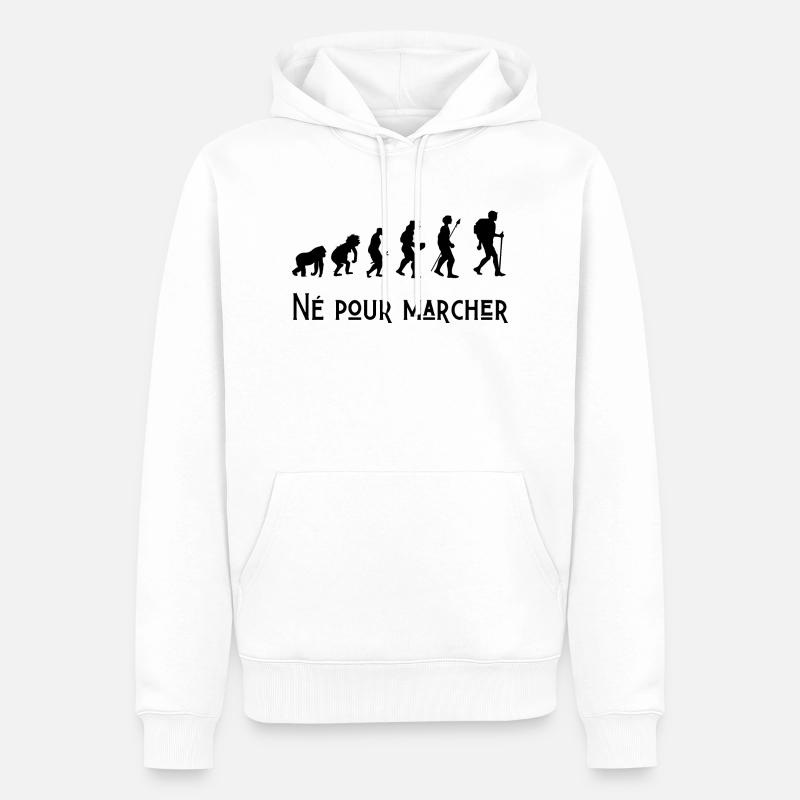 né pour marcher évolution - Sweat à capuche Premium bio Homme - blanc