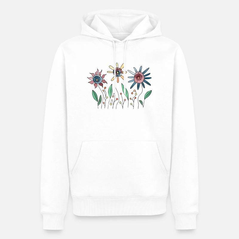 Fleur - Sweat à capuche Premium bio Homme - blanc