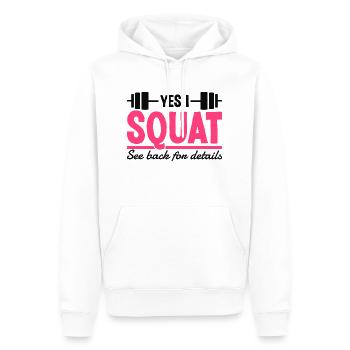 Squats Entraînement des jambes Squats Fitness Gym Dictons - Sweat à capuche Premium bio Homme - blanc - Devant - Nico (187cm)
