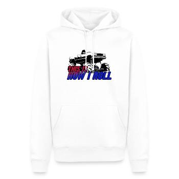 SO ROLLE ICH - Männer Premium Bio Hoodie - Weiß - Vorne - Nico (187cm)