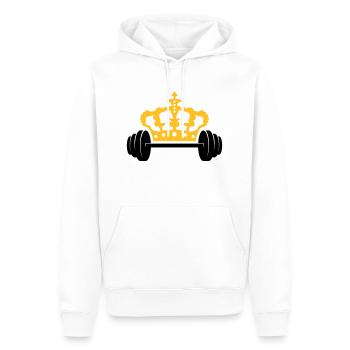 Conception du logo Krone Dumbbell - Sweat à capuche Premium bio Homme - blanc - Devant - Nico (187cm)