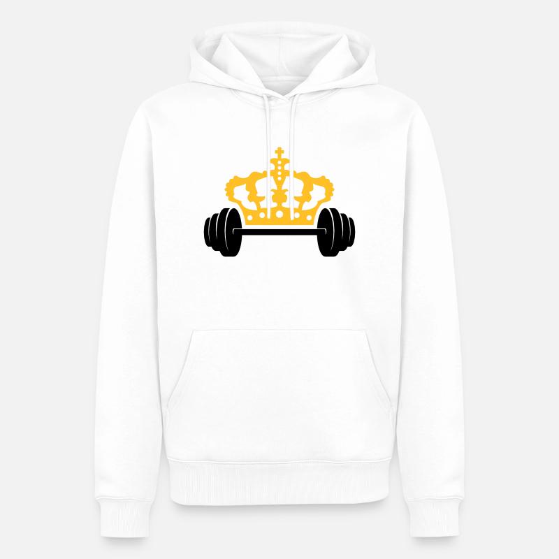 Conception du logo Krone Dumbbell - Sweat à capuche Premium bio Homme - blanc