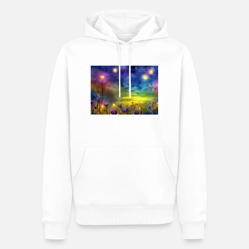 Fleurs de nuit étoilée - Sweat à capuche Premium bio Homme - blanc
