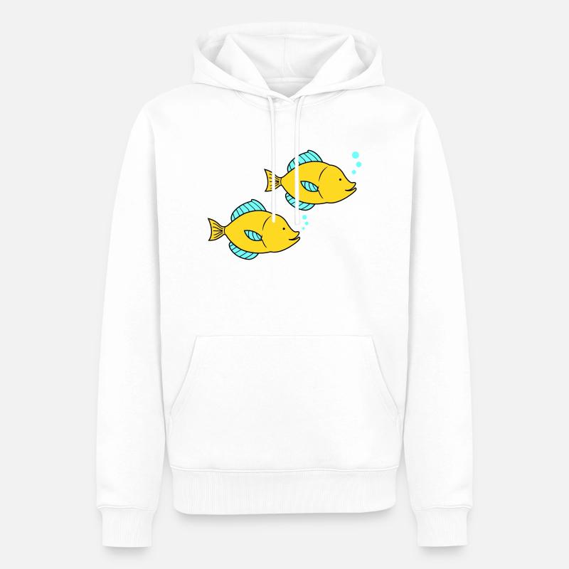 Bande dessinée Poissons - Sweat à capuche Premium bio Homme - blanc