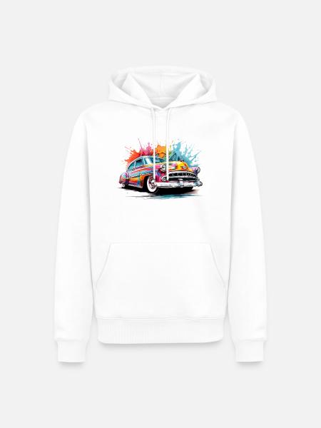 bunter Oldtimer - Männer Premium Bio Hoodie - Weiß