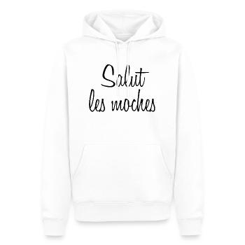 salut - Sweat à capuche Premium bio Homme - blanc - Devant - Nico (187cm)