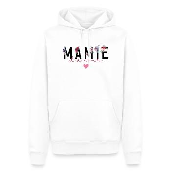 Mamie d’amour fleurs- idée cadeau mamie - Sweat à capuche Premium bio Homme - blanc - Devant - Nico (187cm)