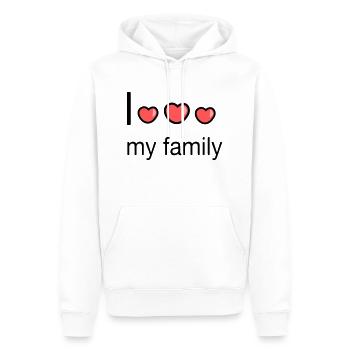 J’aime ma famille - Sweat à capuche Premium bio Homme - blanc - Devant - Nico (187cm)
