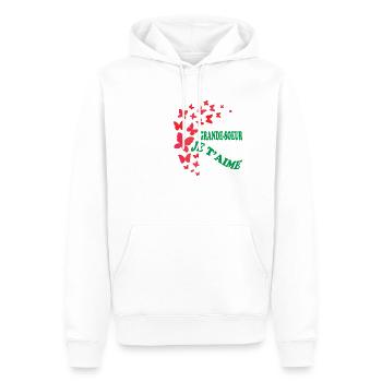 GROSSE SCHWESTER, ICH LIEBE DICH - Männer Premium Bio Hoodie - Weiß - Vorne - Nico (187cm)