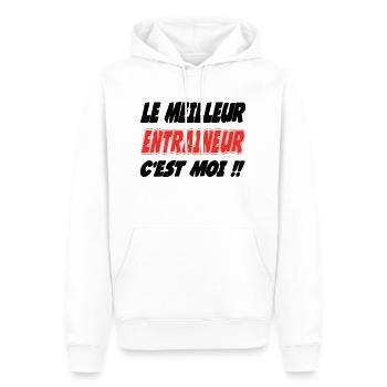 Le meilleur ENTRAINEUR c'est moi !!! - Sweat à capuche Premium bio Homme - blanc - Devant - Nico (187cm)