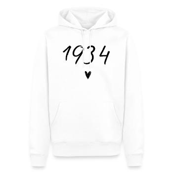 1934 coeur anniversaire - Sweat à capuche Premium bio Homme - blanc - Devant - Nico (187cm)