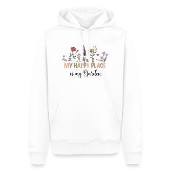 Mon endroit heureux, c’est mon jardin - Sweat à capuche Premium bio Homme - blanc - Devant - Nico (187cm)