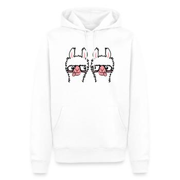 2 Llama Nerds Geeks Team Lunettes à monture de corne Smart Grimace - Sweat à capuche Premium bio Homme - blanc - Devant - Nico (187cm)