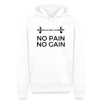 Pas de douleur, pas de gain - avec du poids - Sweat à capuche Premium bio Homme - blanc - Devant - Nico (187cm)