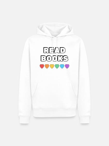 Read Books Rainbow Hearts - Men’s Premium Organic Hoodie - white