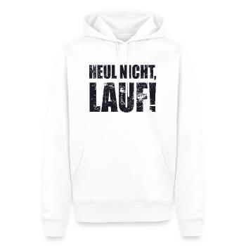 Ne pleurez pas, courez ! - Course à pied, jogging, sport, course à pied - Sweat à capuche Premium bio Homme - blanc - Devant - Nico (187cm)