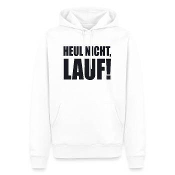 Ne pleurez pas, courez ! - Course à pied, jogging, sport, course à pied - Sweat à capuche Premium bio Homme - blanc - Devant - Nico (187cm)