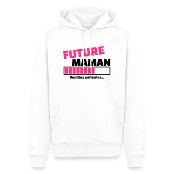 future maman veuillez patienter - Sweat à capuche Premium bio Homme - blanc - Devant - Nico (187cm)
