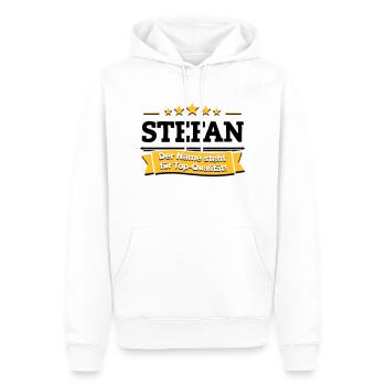 Stefan – Der Name steht für Top-Qualität! - Männer Premium Bio Hoodie - Weiß - Vorne - Nico (187cm)