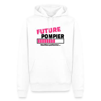 future pompier - Sweat à capuche Premium bio Homme - blanc - Devant - Nico (187cm)