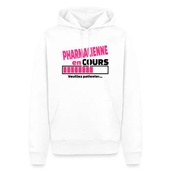 pharmacienne en cours - Sweat à capuche Premium bio Homme - blanc - Devant - Nico (187cm)
