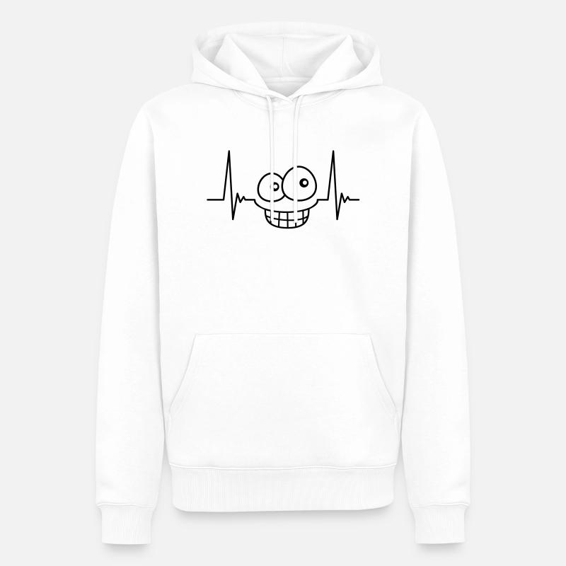 grinface_pulse_1c - Männer Premium Bio Hoodie - Weiß