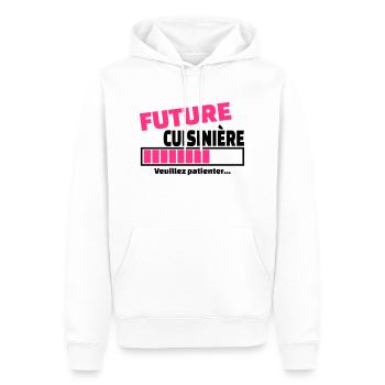 future cuisinière - Sweat à capuche Premium bio Homme - blanc - Devant - Nico (187cm)