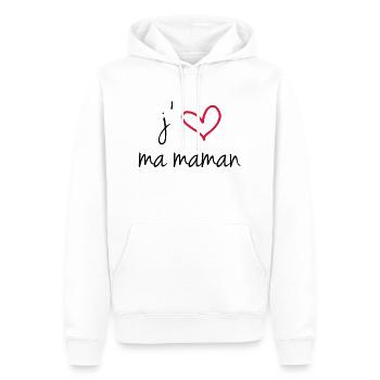 j'aime ma maman - Sweat à capuche Premium bio Homme - blanc - Devant - Nico (187cm)