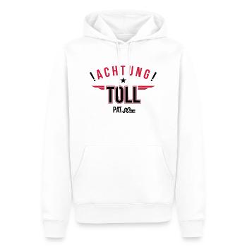 Achtung, Tollpatsch - Männer Premium Bio Hoodie - Weiß - Vorne - Nico (187cm)