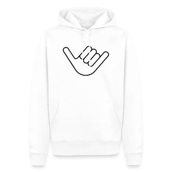 Shaka - Hang Loose - Surfergruß - Männer Premium Bio Hoodie - Weiß - Vorne - Nico (187cm)