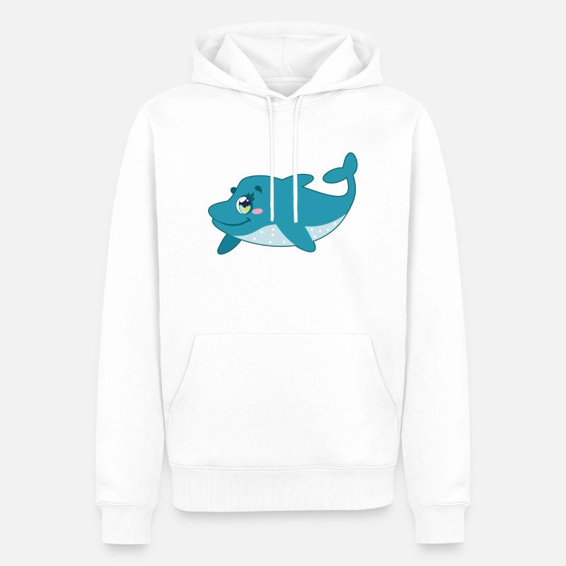 Süßer Delfin mit Rand - Männer Premium Bio Hoodie - Weiß
