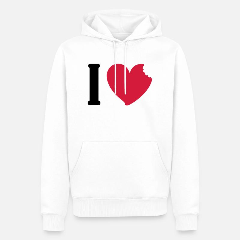 J'aime manger - Sweat à capuche Premium bio Homme - blanc