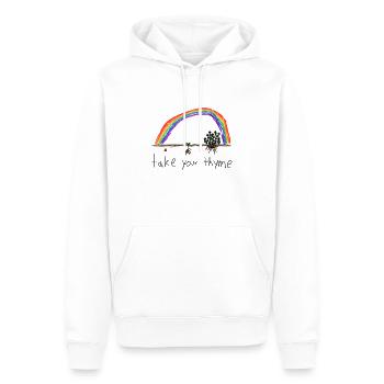 dessin de l'enfant vous laisse le temps thym arc-en-ciel - Sweat à capuche Premium bio Homme - blanc - Devant - Nico (187cm)