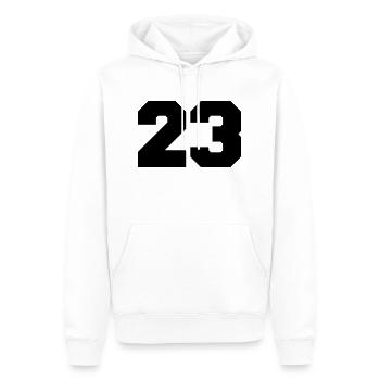 23 - Männer Premium Bio Hoodie - Weiß - Vorne - Nico (187cm)