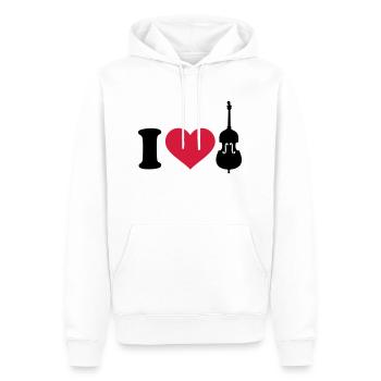 I love Contrabasse - Sweat à capuche Premium bio Homme - blanc - Devant - Nico (187cm)
