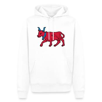 Zeichnung rote Kuh Vektor Metzger Züchter Béarn - Männer Premium Bio Hoodie - Weiß - Vorne - Nico (187cm)