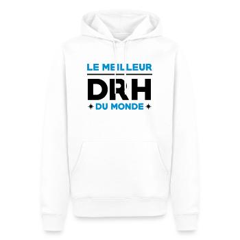 Directeur des Ressources Humaines / DRH Directrice - Sweat à capuche Premium bio Homme - blanc - Devant - Nico (187cm)