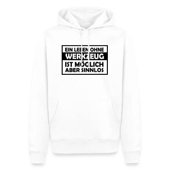 ein leben ohne werkzeug - Männer Premium Bio Hoodie - Weiß - Vorne - Nico (187cm)