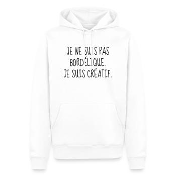 Bordélique - Citation - Humour - Comique - Fun - Sweat à capuche Premium bio Homme - blanc - Devant - Nico (187cm)