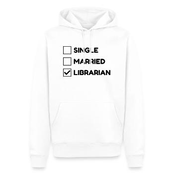 Bibliothèque / Bibliothécaire / Travail / Métier / - Sweat à capuche Premium bio Homme - blanc - Devant - Nico (187cm)