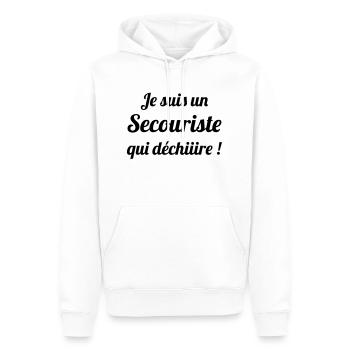 Secourisme / Secouriste / Secours / Secourir - Sweat à capuche Premium bio Homme - blanc - Devant - Nico (187cm)