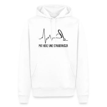 mit herz und staubsauger - Männer Premium Bio Hoodie - Weiß - Vorne - Nico (187cm)