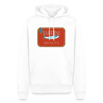 DOSE QUALITÄTS-SARDINEN - Männer Premium Bio Hoodie - Weiß - Vorne - Nico (187cm)