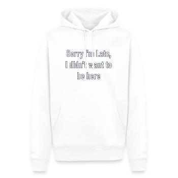 Entschuldigung, ich bin zu spät - Männer Premium Bio Hoodie - Weiß - Vorne - Nico (187cm)