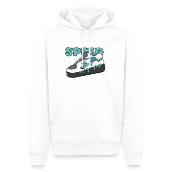 ,,Speed,, Design Frauen Männer - Männer Premium Bio Hoodie - Weiß - Vorne - Nico (187cm)