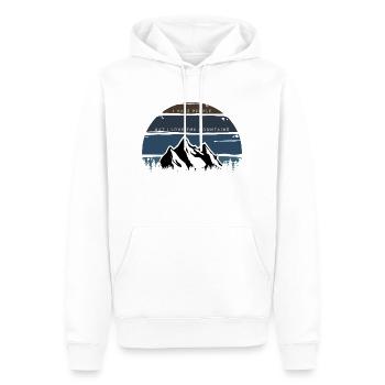 Montagnes chaîne de montagnes randonnée escalade HATE PEOPLE vintage - Sweat à capuche Premium bio Homme - blanc - Devant - Nico (187cm)