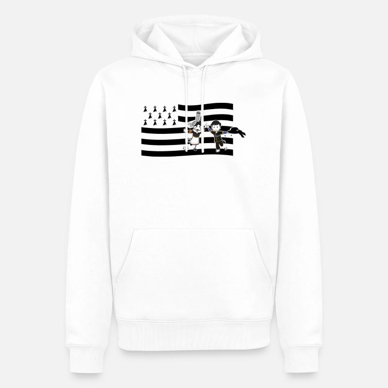 drapeau plus bretons - Sweat à capuche Premium bio Homme - blanc