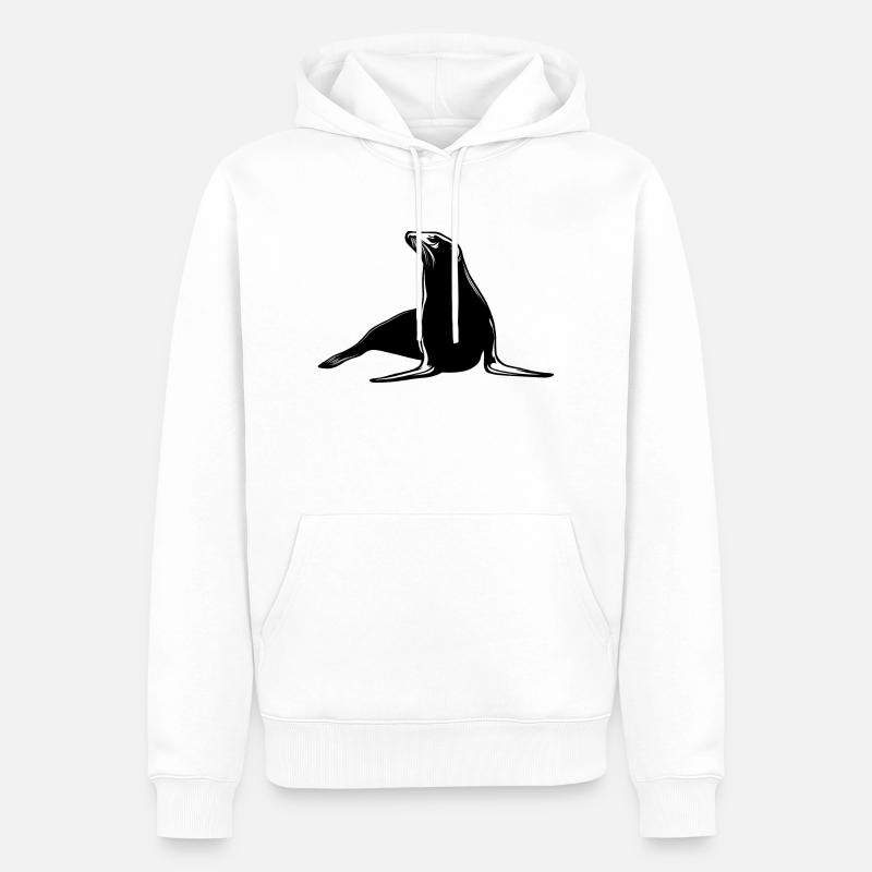 Animal phoque - Sweat à capuche Premium bio Homme - blanc