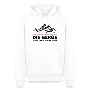 Die Berge rufen und ich muss gehen. Wandern Design - Männer Premium Bio Hoodie - Weiß - Vorne - Nico (187cm)